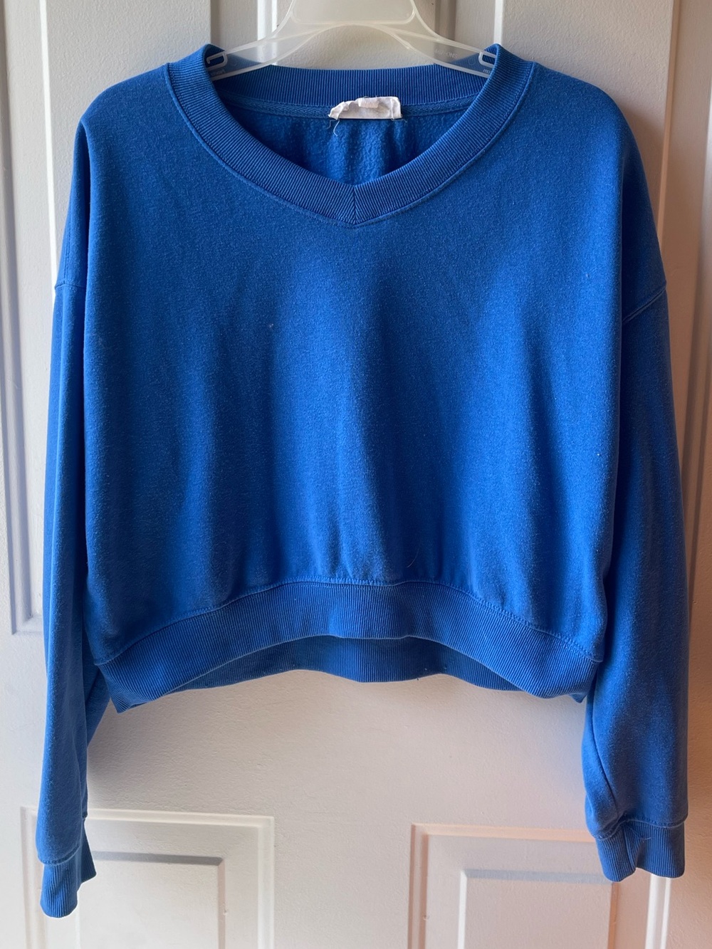 Pink Rose Royal Blue Cropped Crewneck